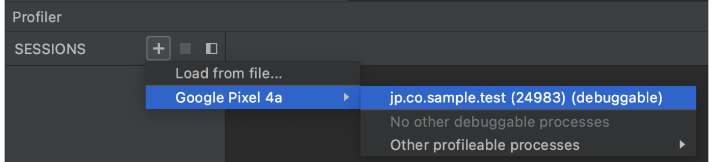 Select the SESSION to profile