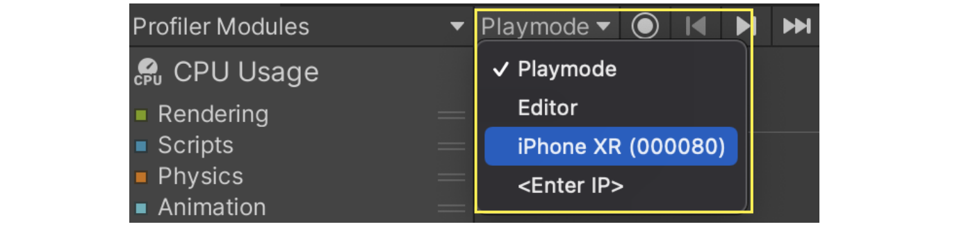 Select the device to connect to