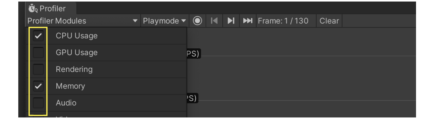 Show/Hide Function of Profiler Modules