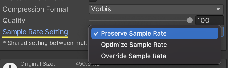 Sample Rate Settings