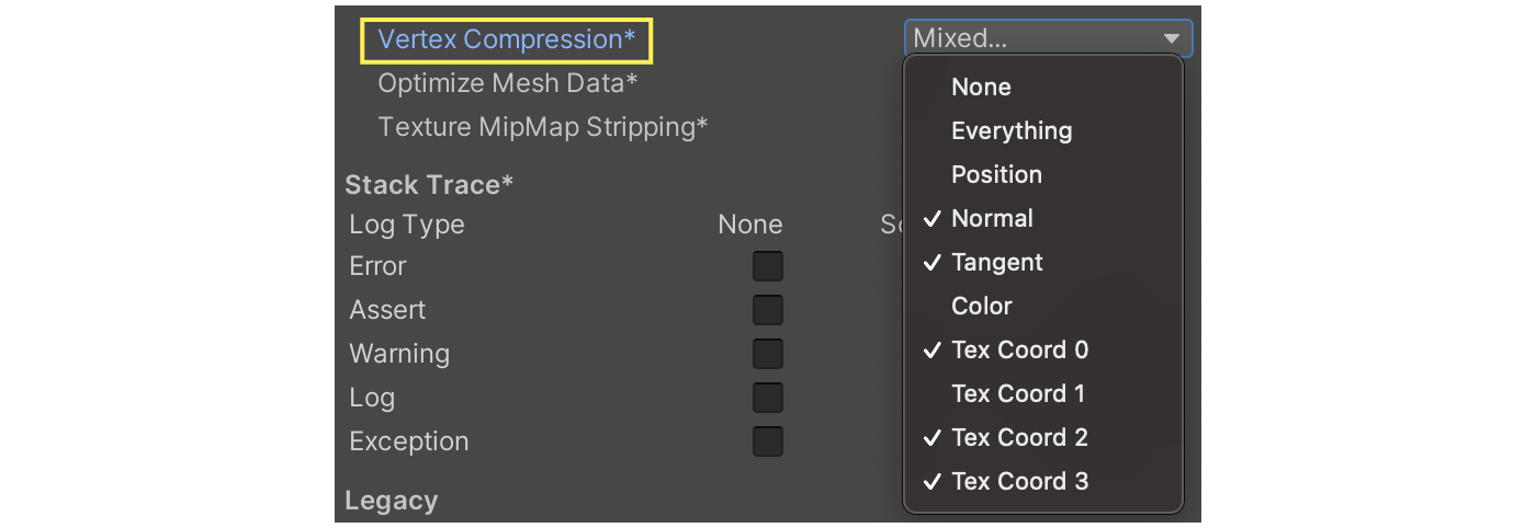 Default settings for Vertex Compression