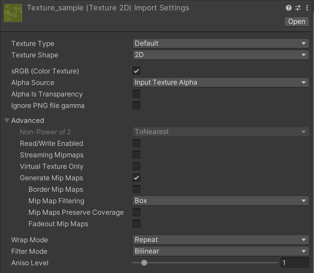 Texture Settings