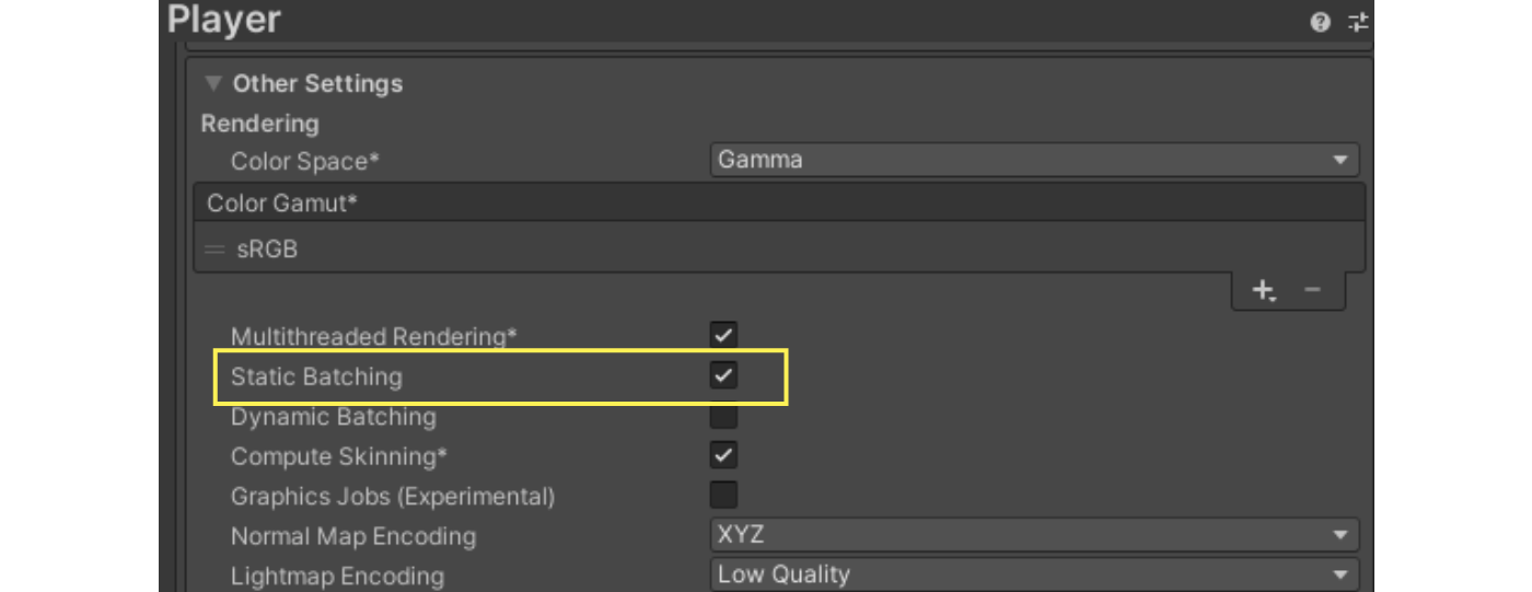 Static Batching Settings