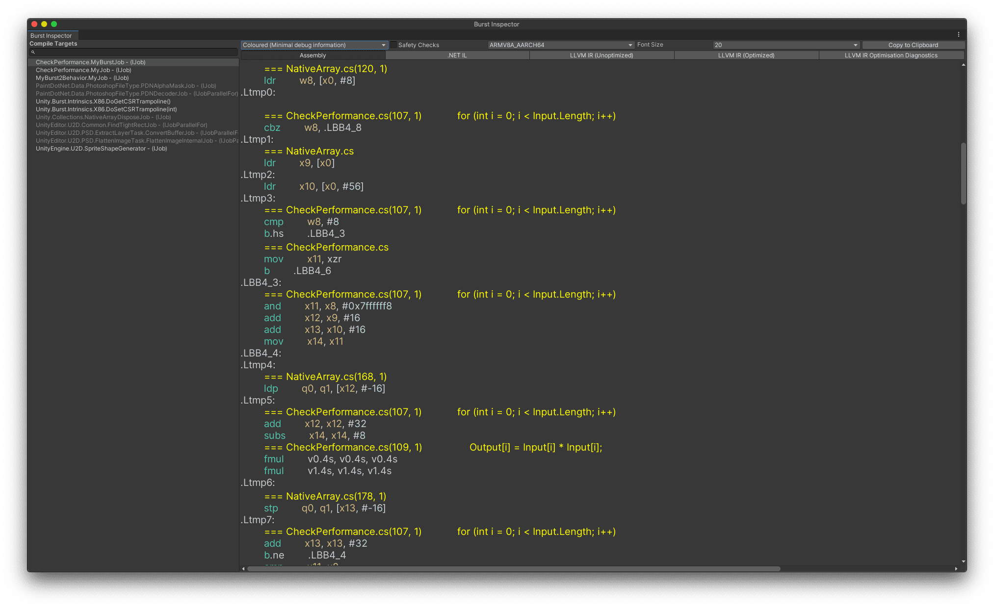 Using the Burst Inspector, you can check what kind of assembly the code will be converted to.